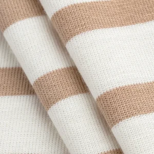 Breton Stripe Organic Cotton Jersey Knit - Cream + Beige