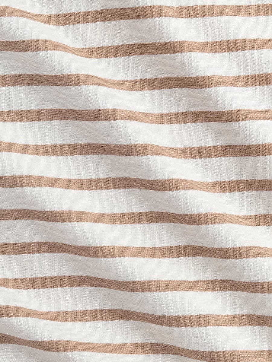 Breton Stripe Organic Cotton Jersey Knit - Cream + Beige - Swatch – Image 4
