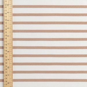 Breton Stripe Organic Cotton Jersey Knit - Cream + Beige - Swatch