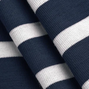 Breton Stripe Organic Cotton Jersey Knit - Navy + Cream