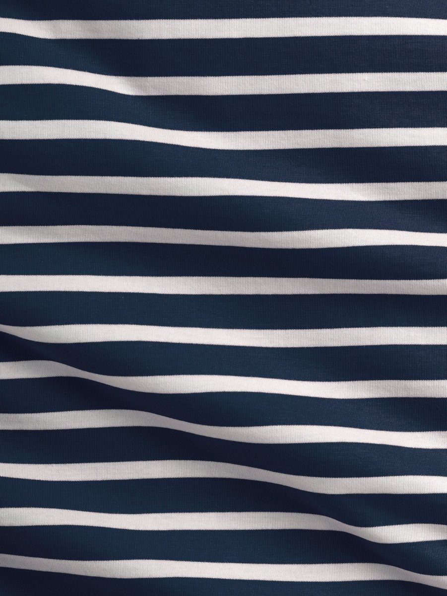 Breton Stripe Organic Cotton Jersey Knit - Navy + Cream - Swatch – Image 4