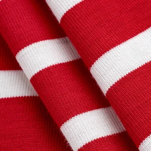 Breton Stripe Organic Cotton Jersey Knit - Red + Cream
