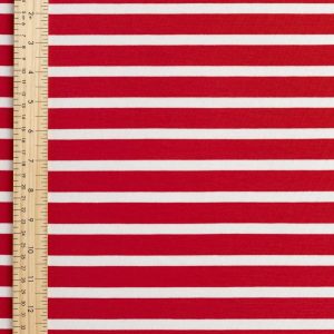 Breton Stripe Organic Cotton Jersey Knit - Red + Cream - Swatch