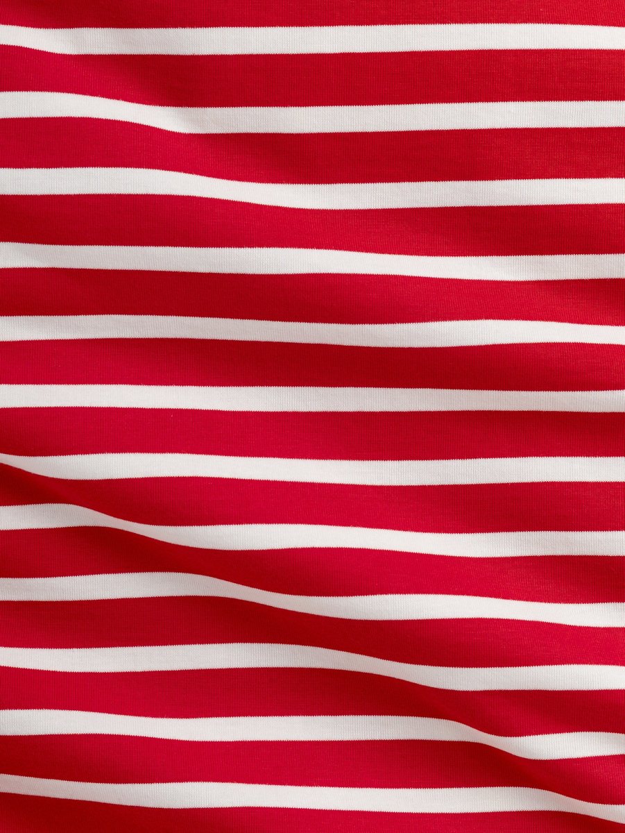 Breton Stripe Organic Cotton Jersey Knit - Red + Cream – Image 3