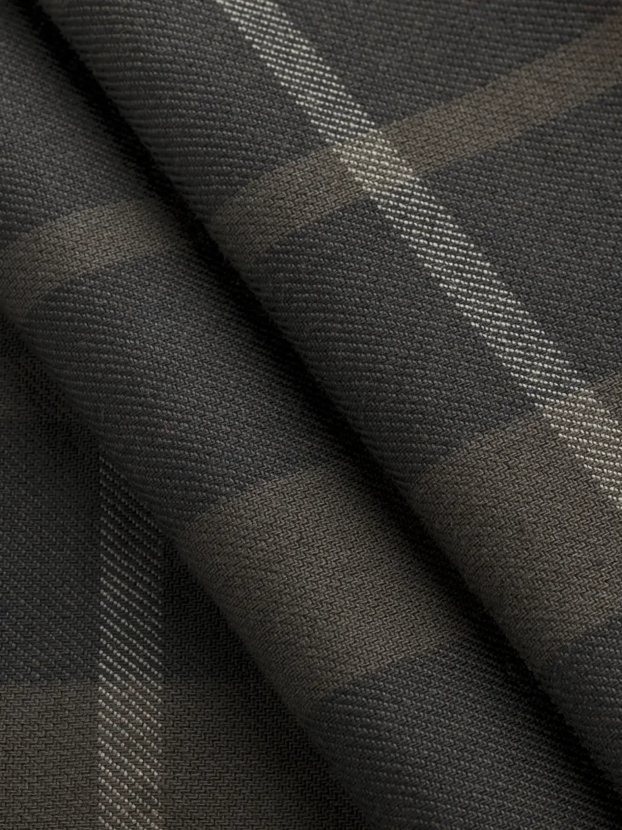 Brume Plaid Check Japanese Cotton Twill - Charcoal + Khaki + Grey - Swatch – Image 4