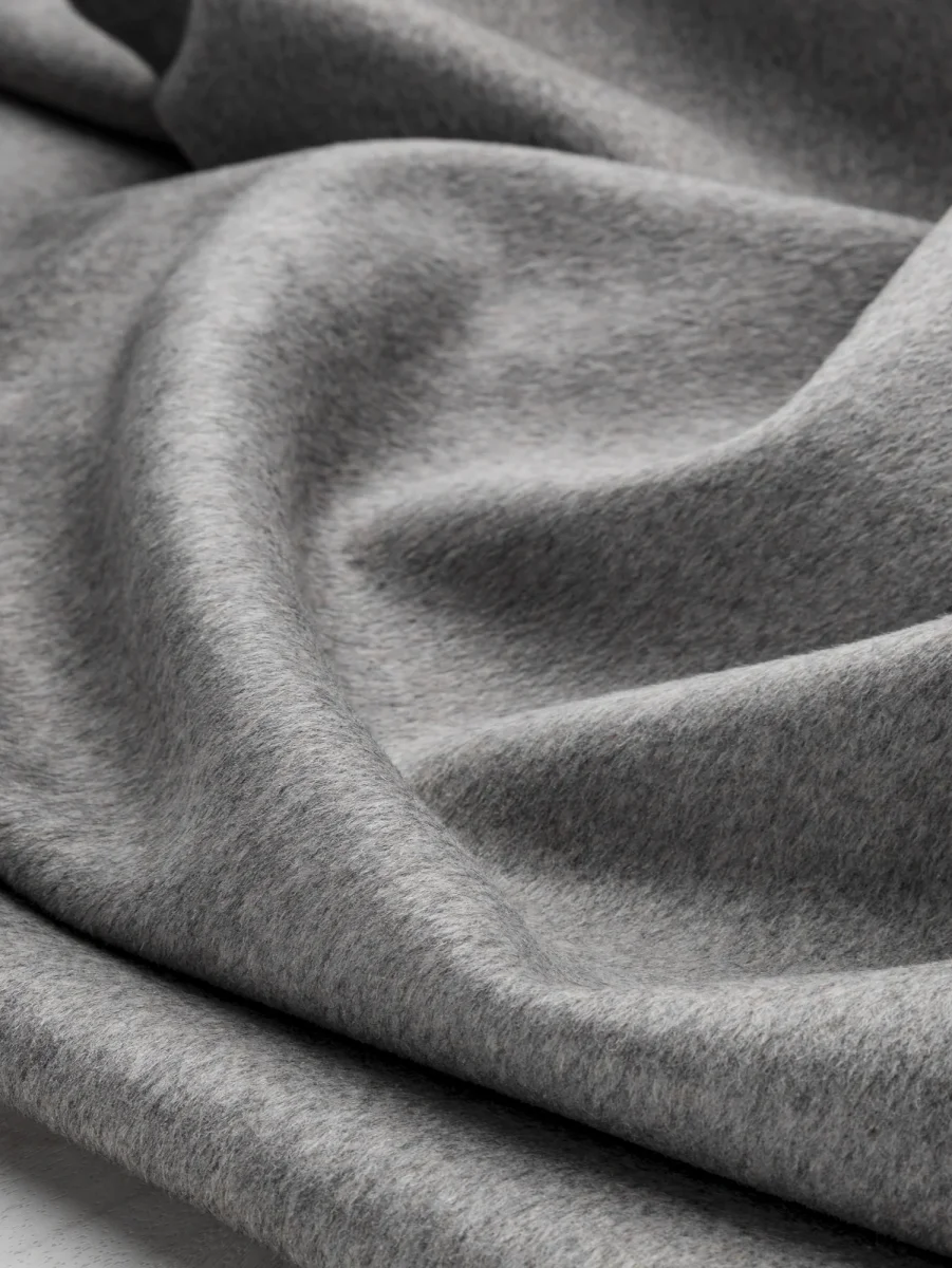 Brushed Melton Wool Blend Deadstock - Grey - Swatch – Image 2