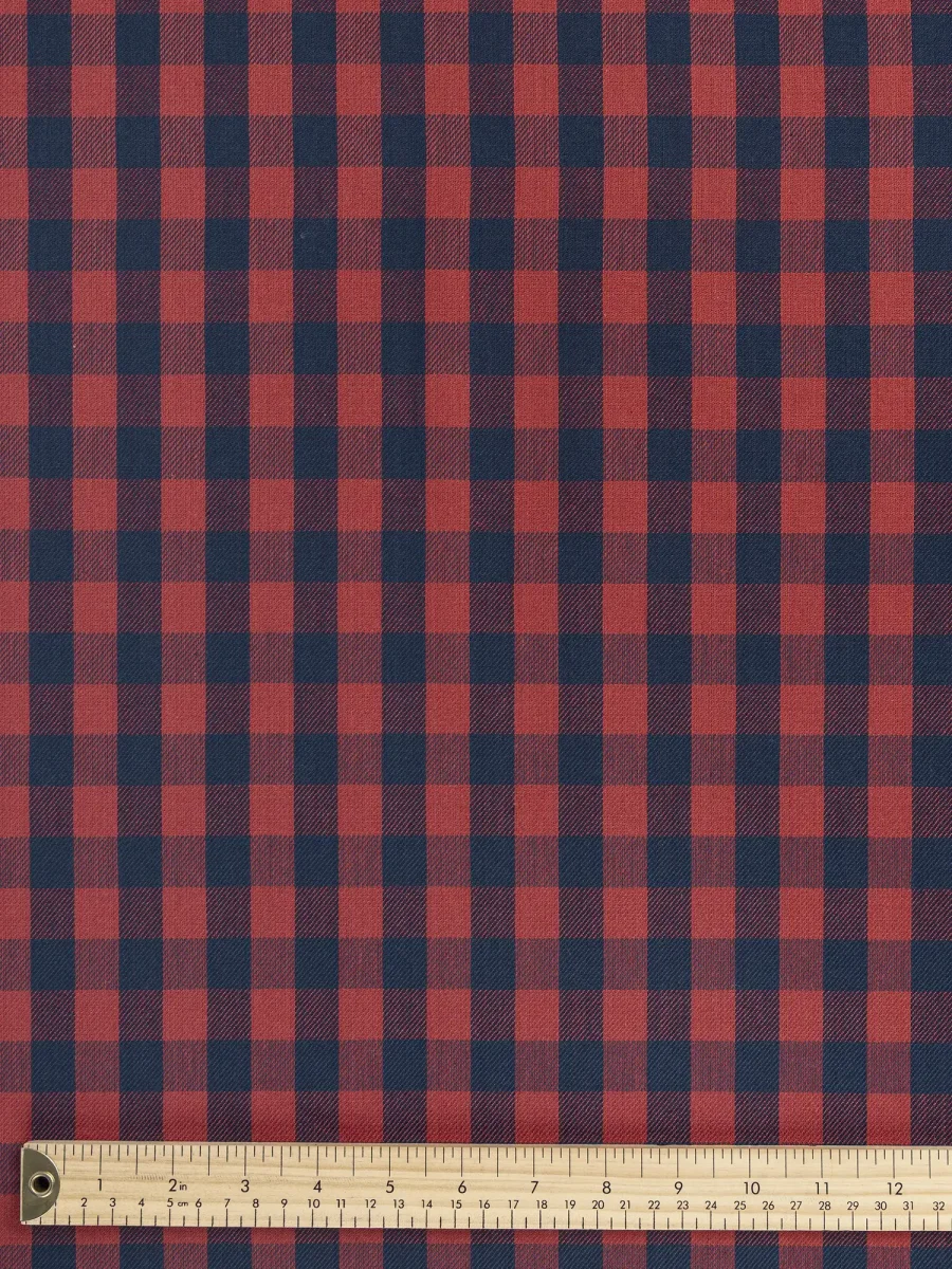 Check Japanese Cotton Twill - Indigo + Garnet – Image 4