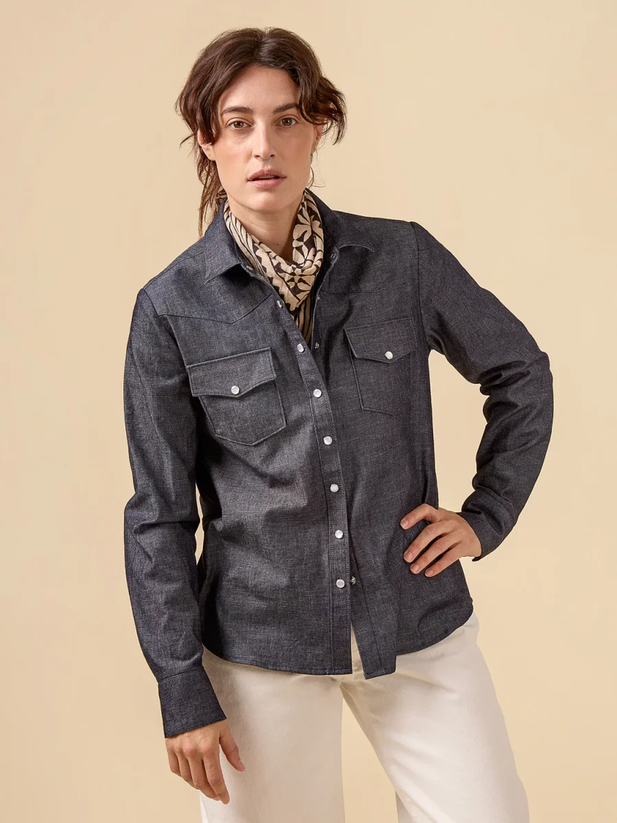 Cornelius Western Shirt Kit | Brown Recycled Cotton Denim Shirting – Image 3