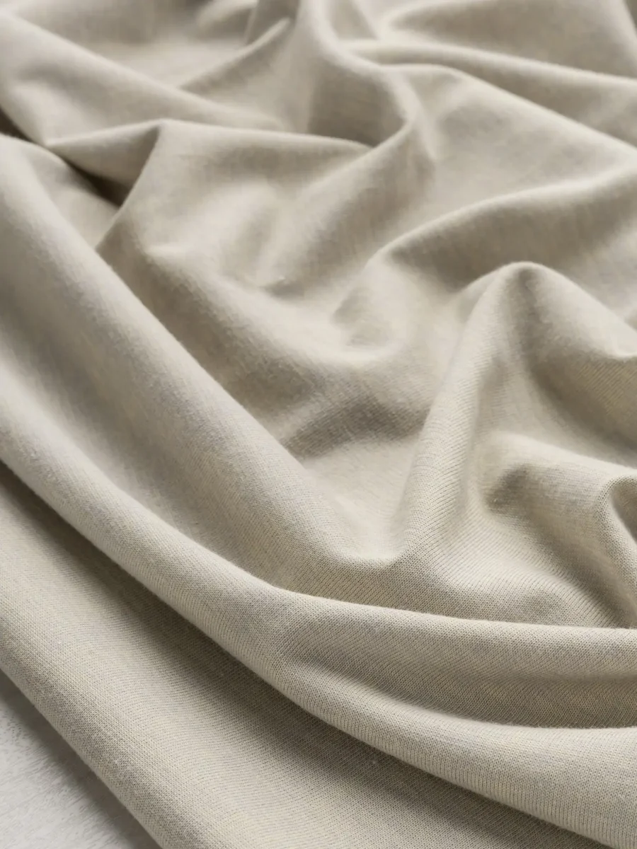 Cotton Blend Jersey Deadstock - Heather Grey + Pale Yellow - Swatch