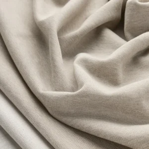 Cotton Poly Double Knit Deadstock - Tan + White - Swatch