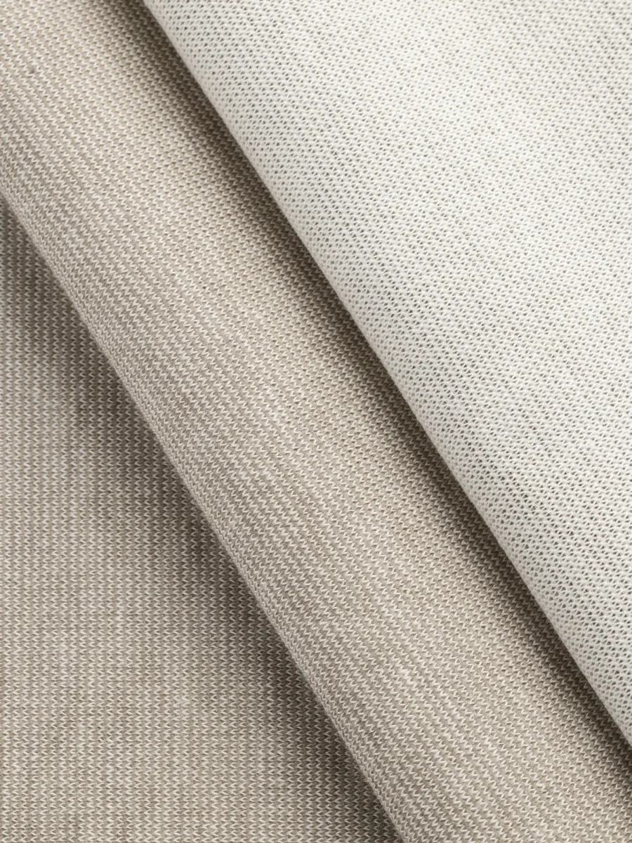 Cotton Poly Double Knit Deadstock - Tan + White - Swatch – Image 3