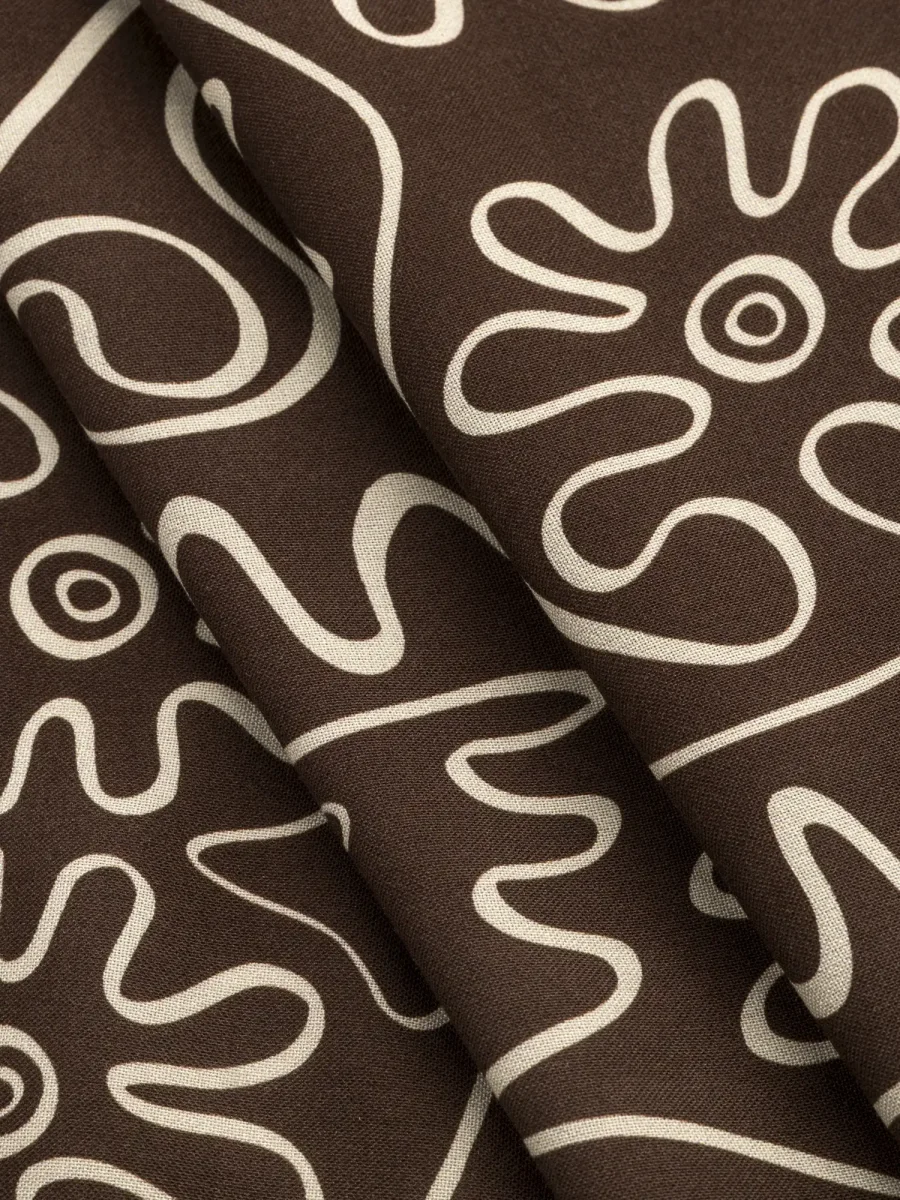 Curly Wurly Print Ecovero Viscose - Chocolate + Cream – Image 3