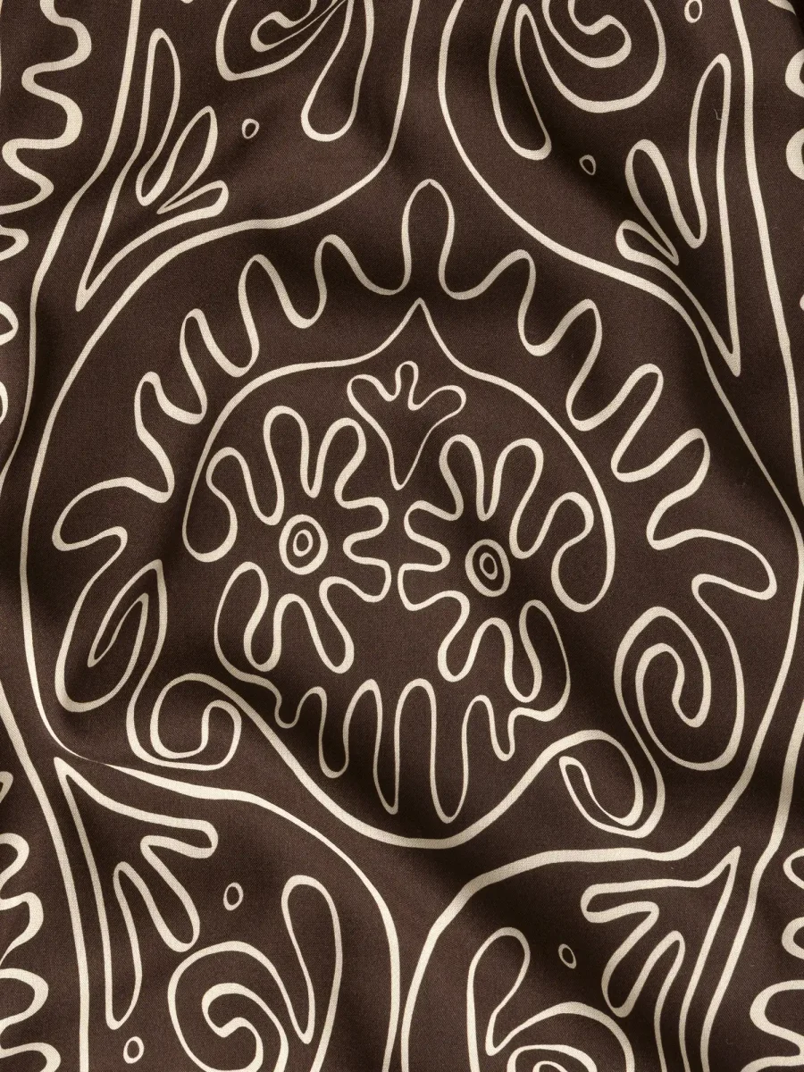 Curly Wurly Print Ecovero Viscose - Chocolate + Cream - Swatch – Image 3