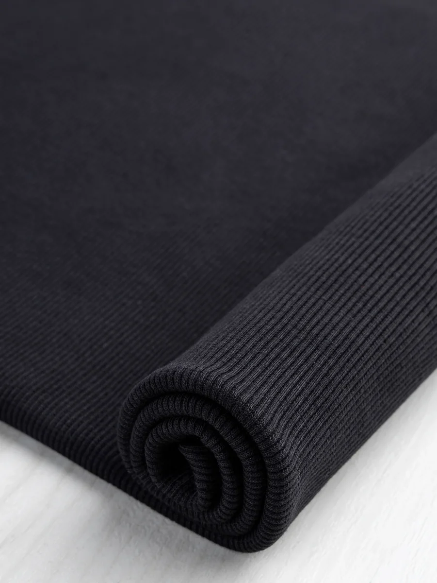 Custom Organic Cotton 2x1 Rib Knit - Black