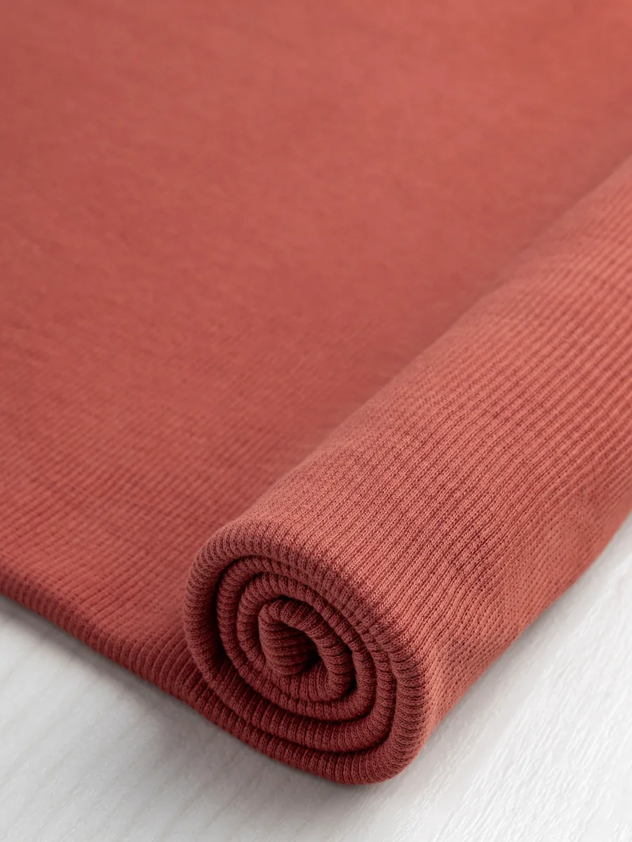 Custom Organic Cotton 2x1 Rib Knit - Rust