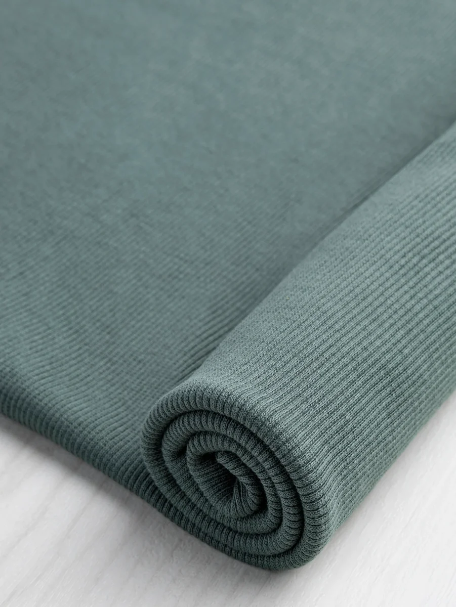 Custom Organic Cotton 2x1 Rib Knit - Smokey Pine – Image 2