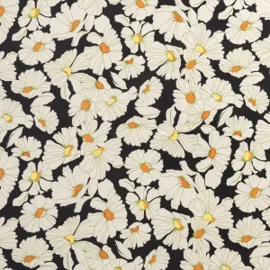 Daisy Print BCI Cotton Lawn - Black + Cream + Orange - Swatch