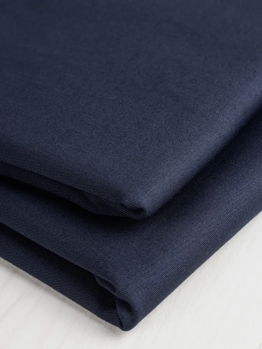 Lightweight Organic Cotton Stretch 6 oz Twill- Navy - Swatch – Image 4