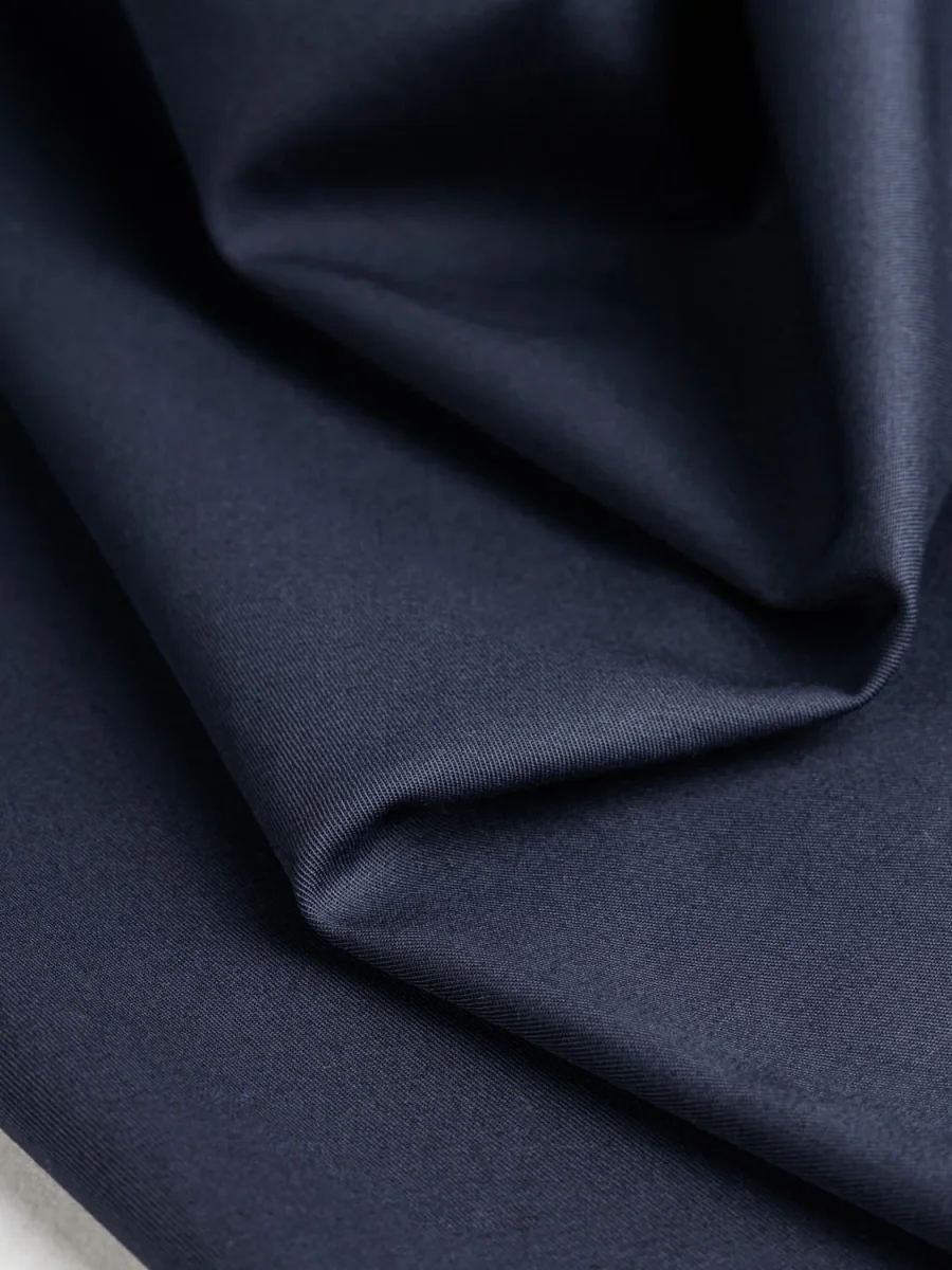 Lightweight Organic Cotton Stretch 6 oz Twill- Navy - Swatch – Image 3