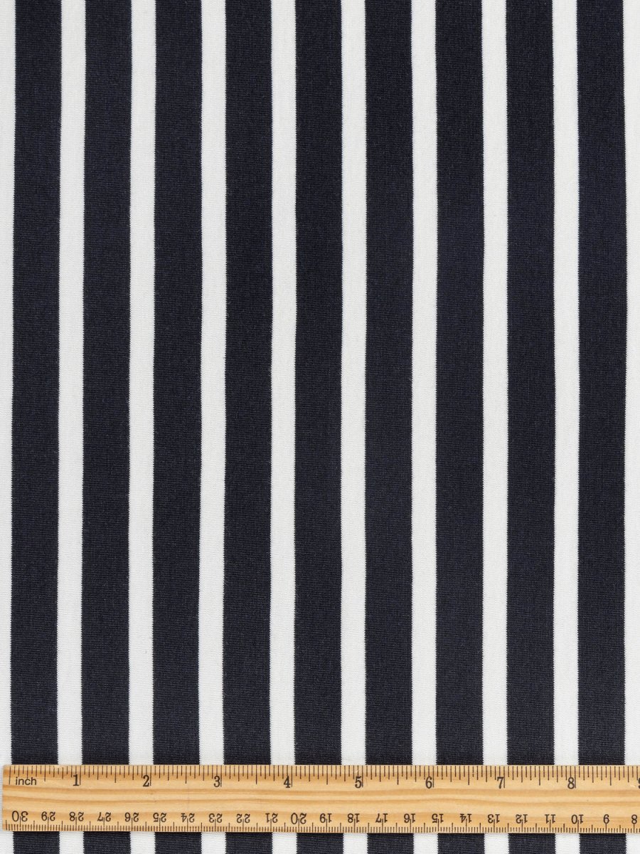 Breton Stripe Organic Cotton Jersey Knit - Black + Cream - Swatch – Image 5