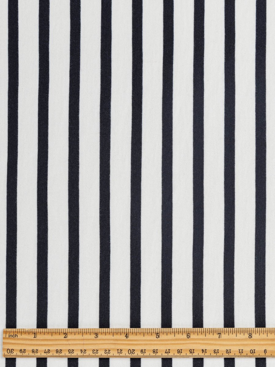 Breton Stripe Organic Cotton Jersey Knit - Cream + Black - Swatch – Image 5