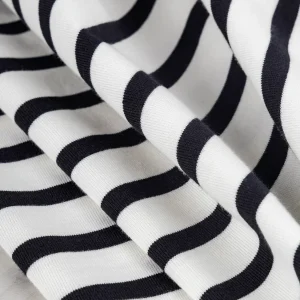 Breton Stripe Organic Cotton Jersey Knit - Cream + Black