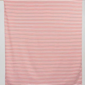 Breton Stripe Organic Cotton Jersey Knit - Cream + Red - Swatch