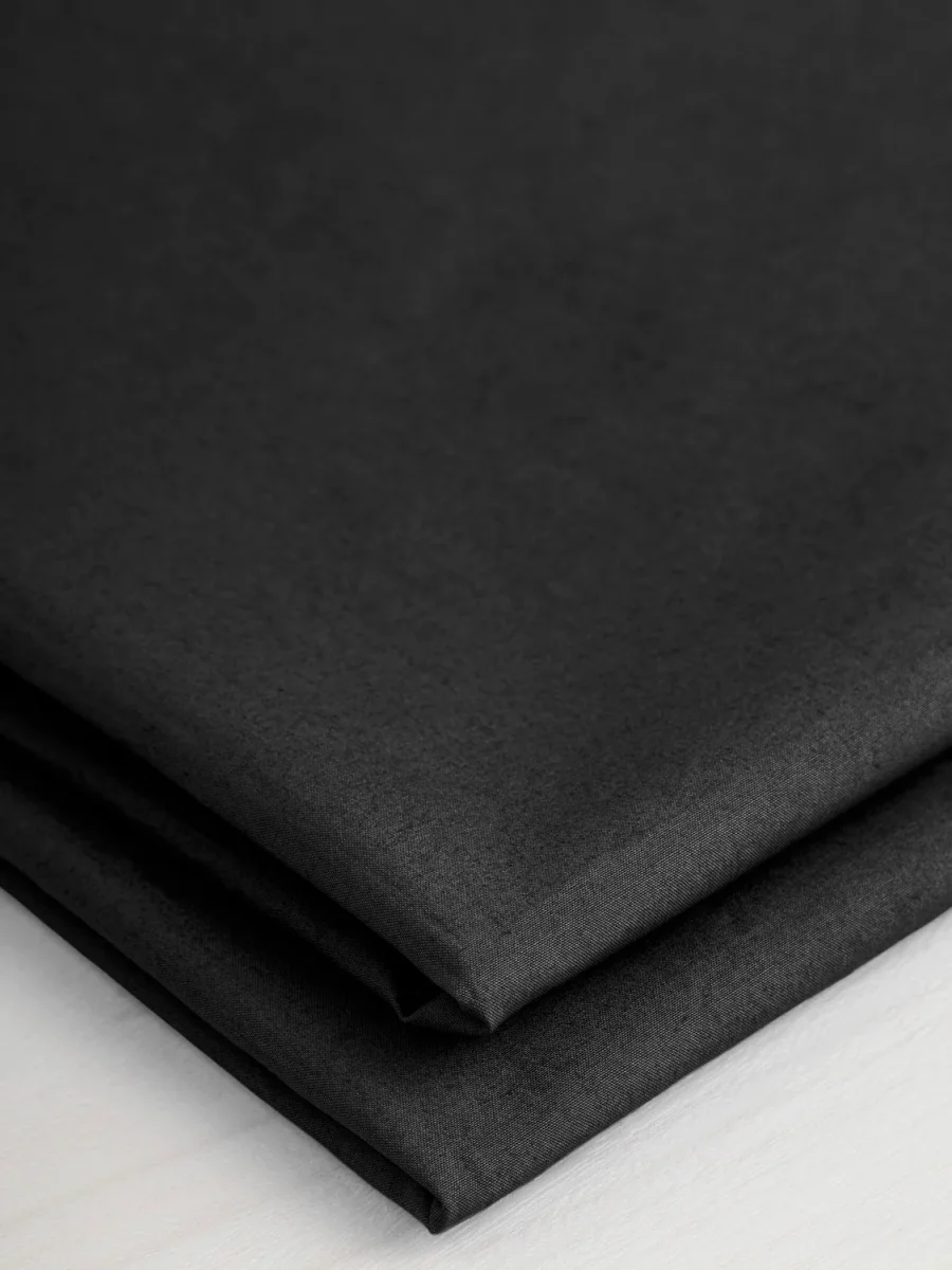 Signature Crisp Cotton Poplin - Black - Swatch – Image 4
