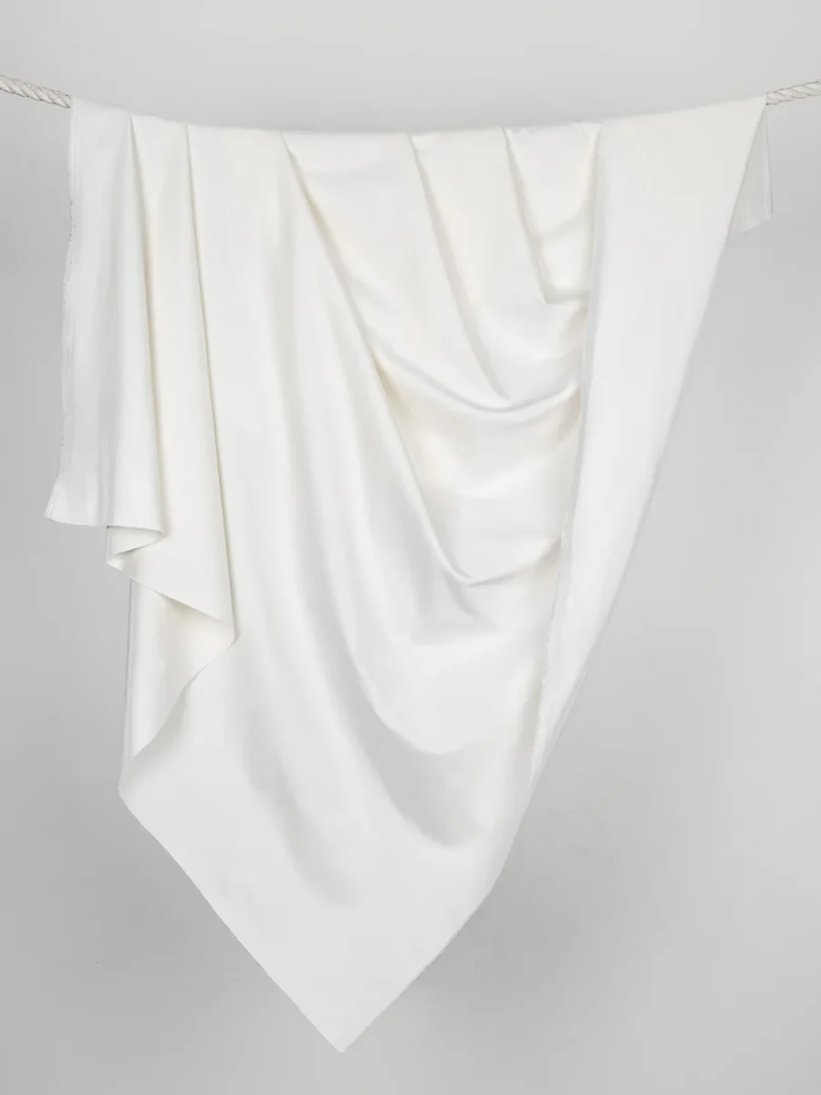 12.25 oz Organic Cotton Stretch Denim - White - Swatch – Image 2