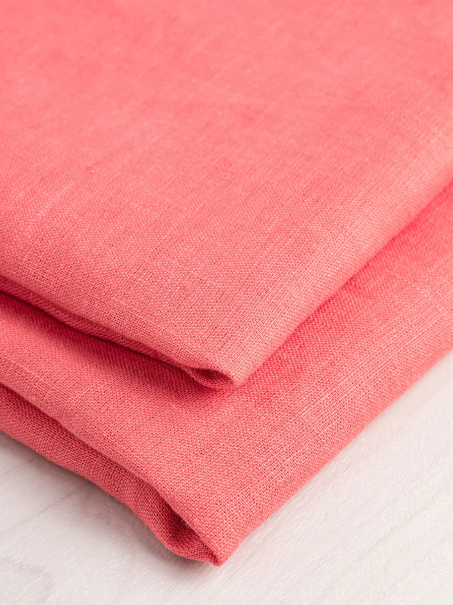 Midweight European Linen - Coral - Swatch – Image 3