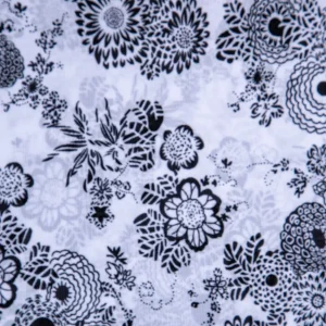 Semi Sheer Floral Polyester Mesh Deadstock Remnant 5 yd - Black + White