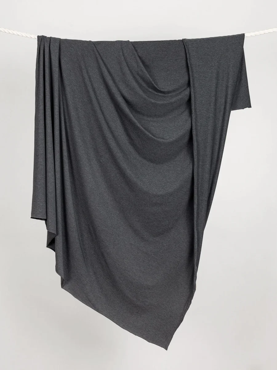 Organic Cotton + Tencel Stretch Knit Jersey - Charcoal – Image 4