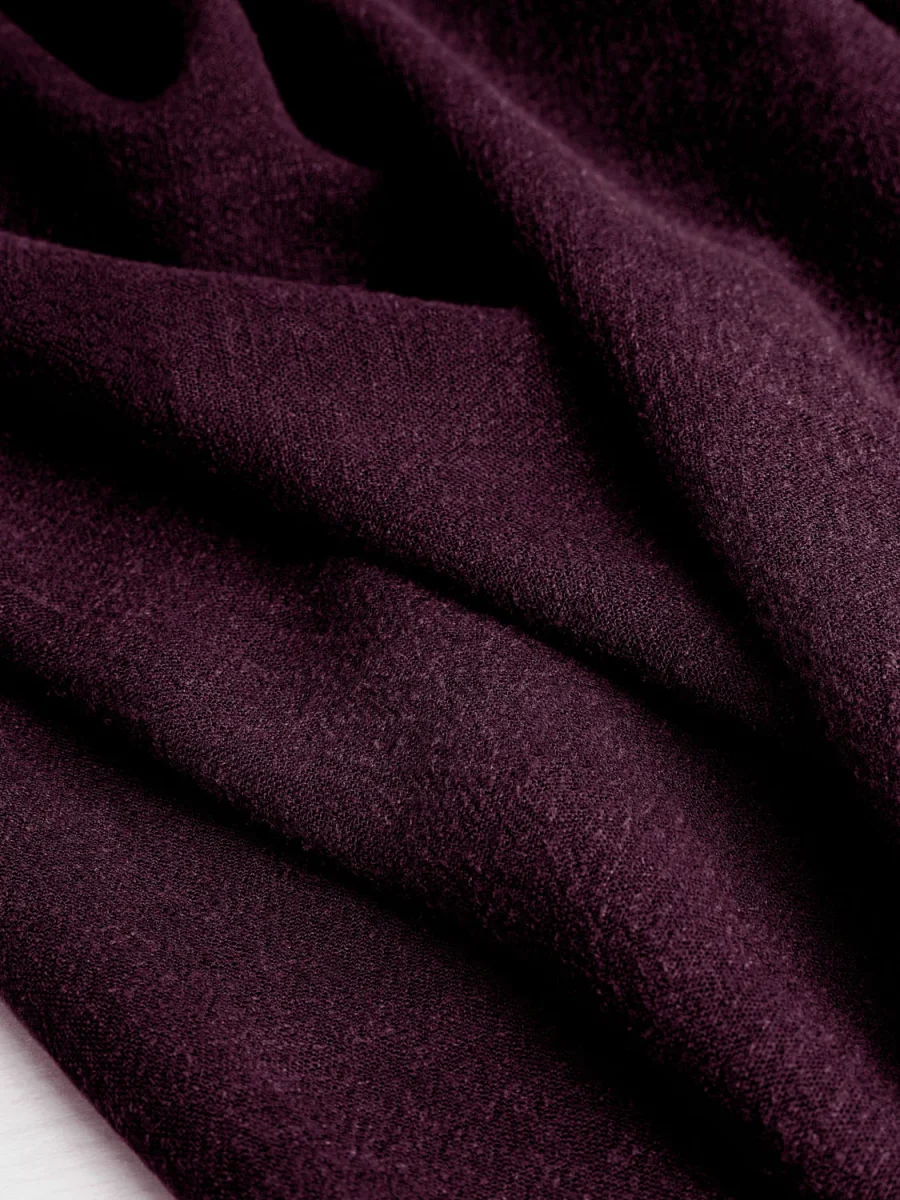 Textured Viscose Linen - Plum - Swatch – Image 3