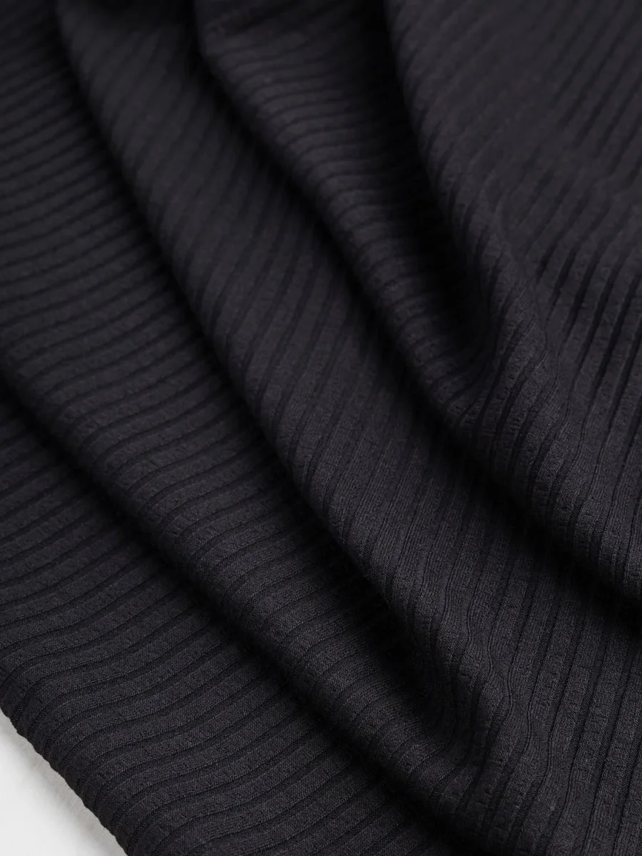 Wide Rib EcoVero Viscose Knit - Black – Image 2