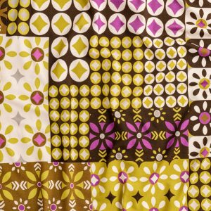 Geo Patchwork Print Viscose Knit - Chocolate + Olive + Magenta + Cream