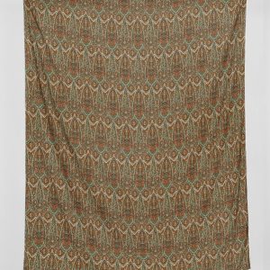 Gothic Floral Print Viscose Crepe - Ochre + Turquoise + Pink - Swatch