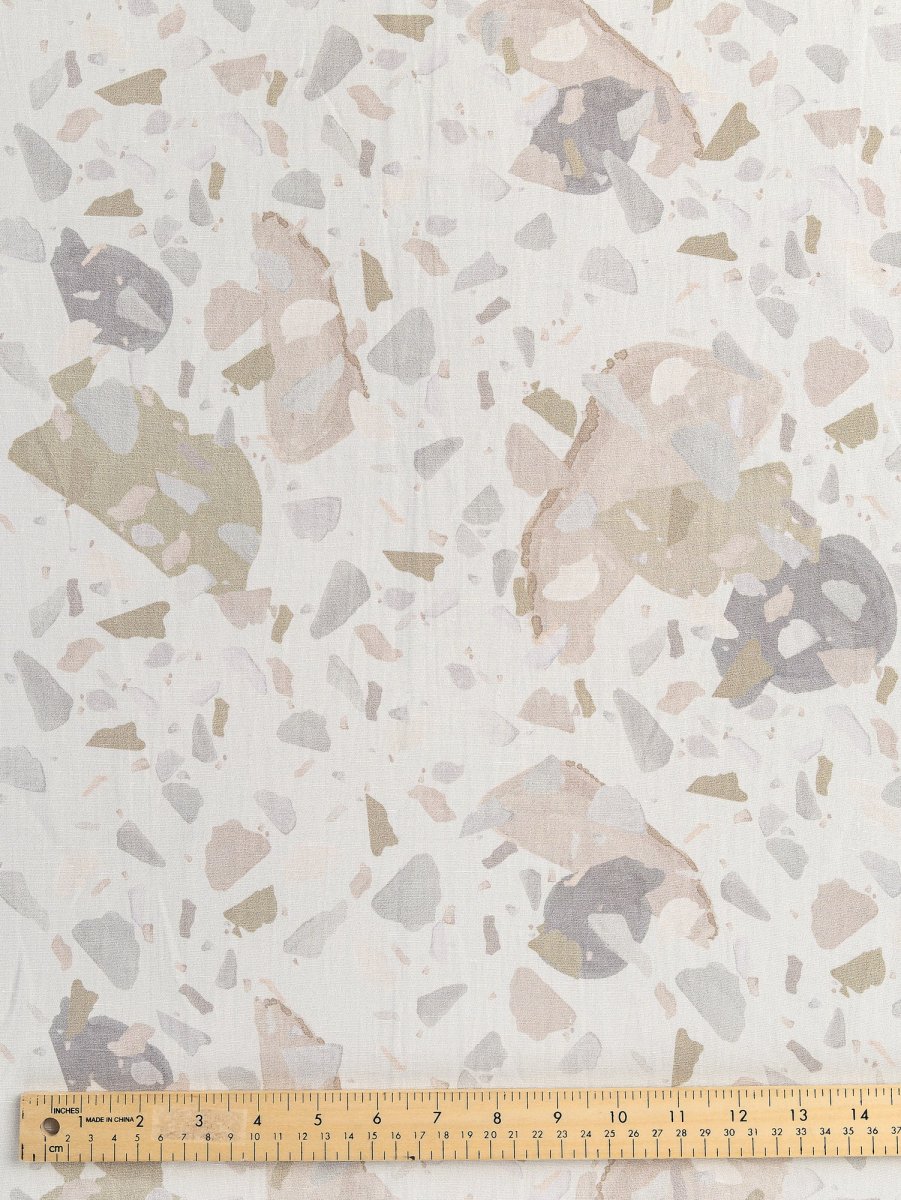 Granite Print Viscose Linen Deadstock - Off White + Pastel – Image 4