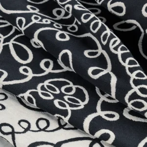 Graphic Swirl Cotton Jacquard  - Black + Cream