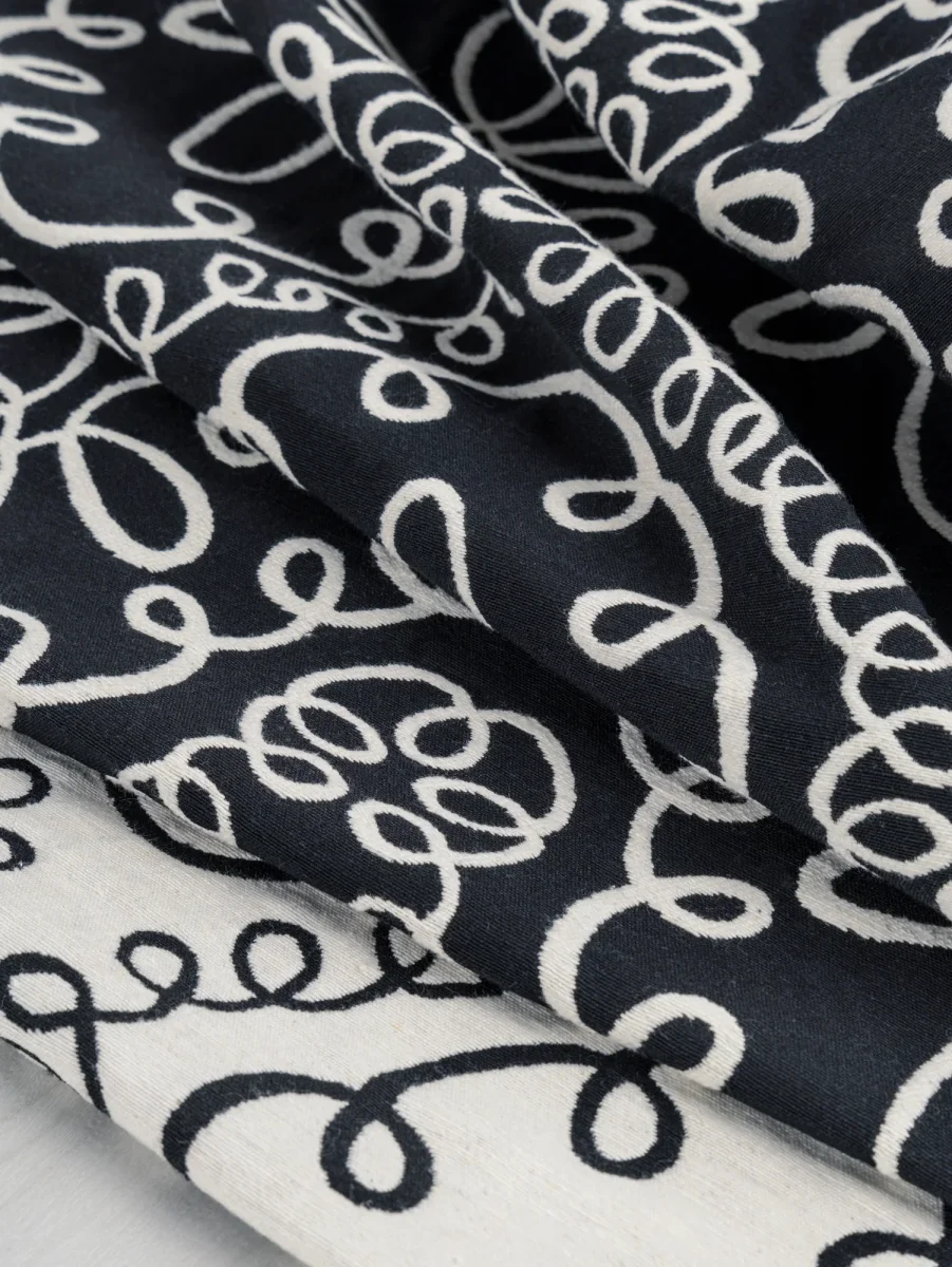 Graphic Swirl Cotton Jacquard  - Black + Cream – Image 2