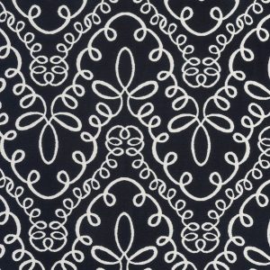Graphic Swirl Cotton Jacquard  - Black + Cream - Swatch
