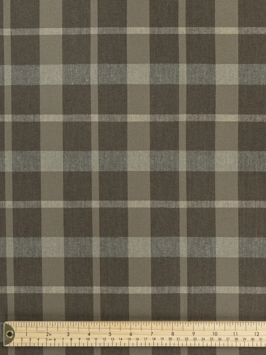 Grove Plaid Check Japanese Cotton Twill - Olive + Brown + Sage - Swatch – Image 4