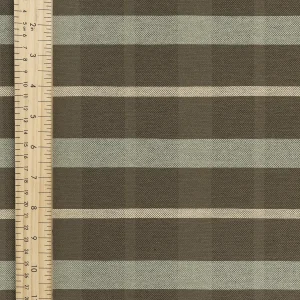 Grove Plaid Check Japanese Cotton Twill - Olive + Brown + Sage - Swatch