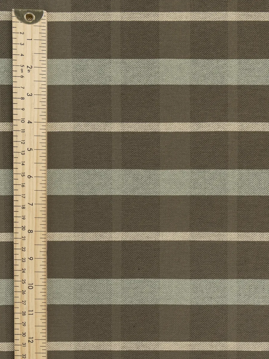 Grove Plaid Check Japanese Cotton Twill - Olive + Brown + Sage - Swatch – Image 2