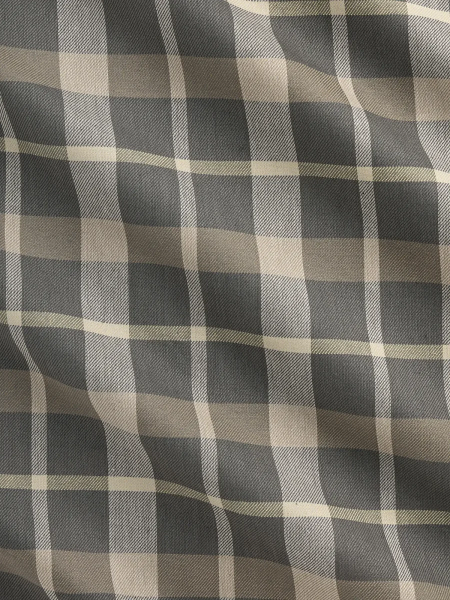 Hearth Plaid Check Japanese Cotton Twill - Taupe + Tan + Butter Yellow