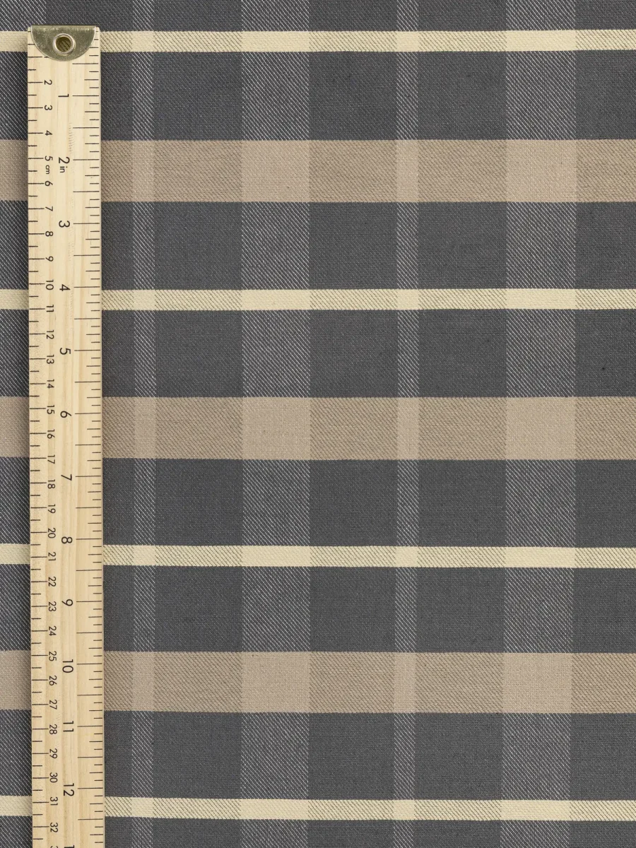 Hearth Plaid Check Japanese Cotton Twill - Taupe + Tan + Butter Yellow – Image 5