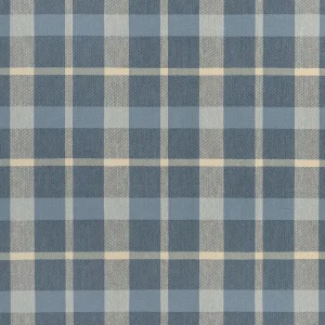 Horizon Plaid Check Japanese Cotton Twill - Chambray + Cream + Butter Yellow - Swatch