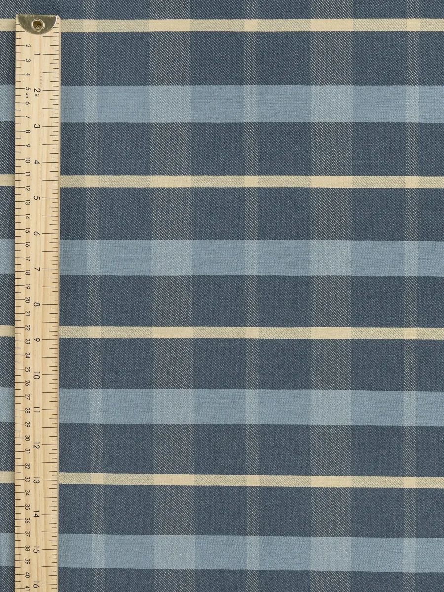 Horizon Plaid Check Japanese Cotton Twill - Chambray + Cream + Butter Yellow – Image 3