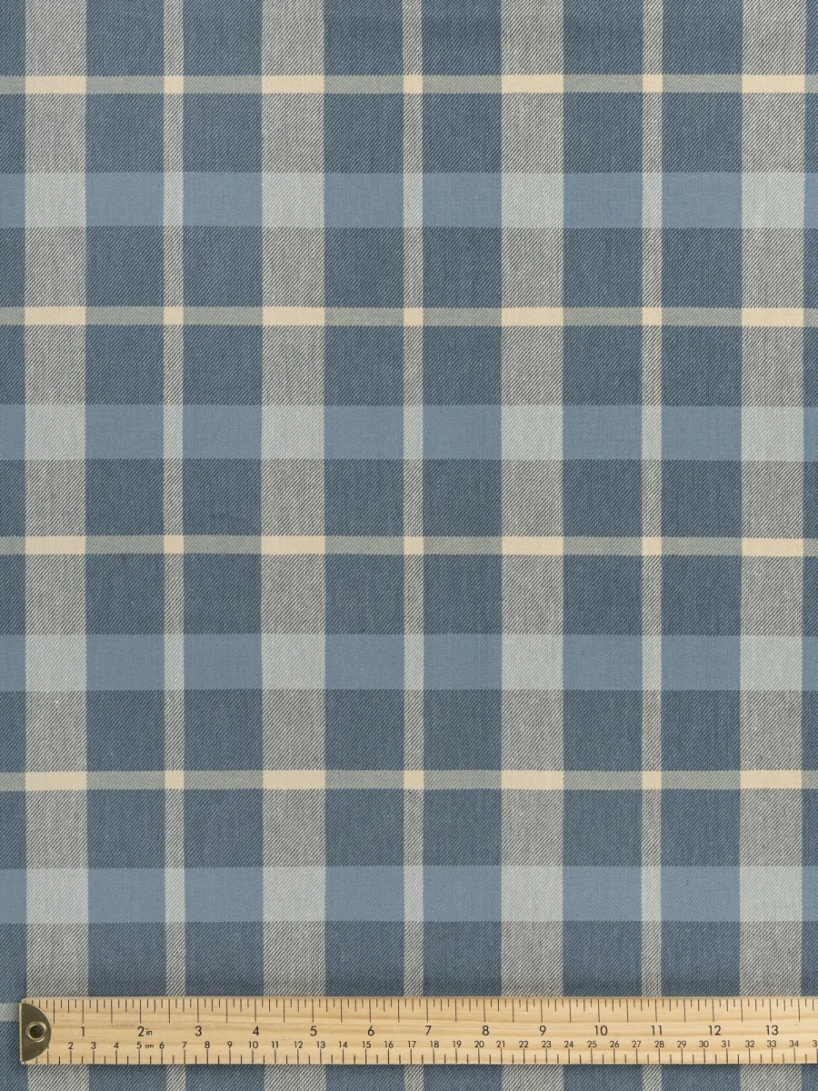 Horizon Plaid Check Japanese Cotton Twill - Chambray + Cream + Butter Yellow – Image 4