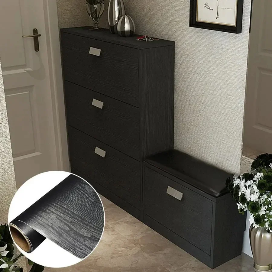 Adhésif Plan de Travail Noir de Style Bois – Image 3