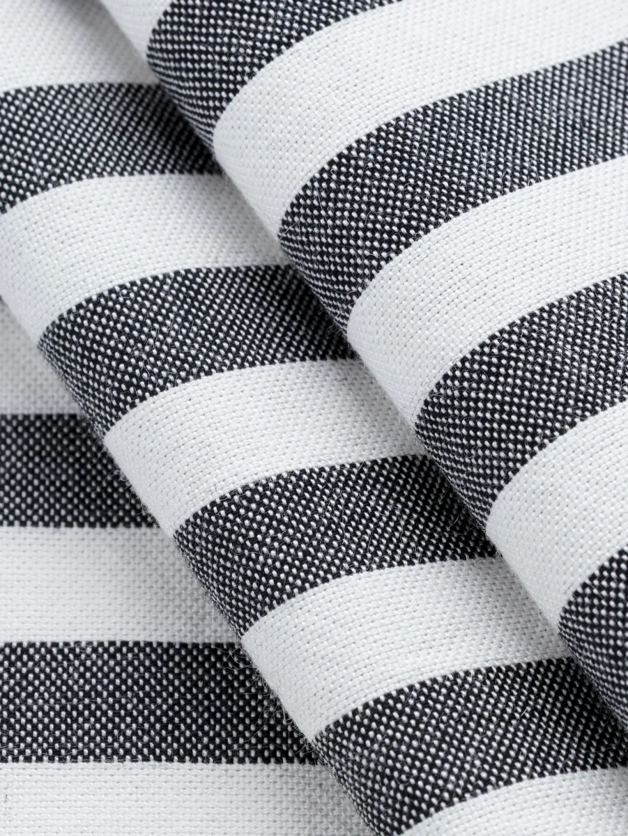 Japanese Cotton Tencel Striped Shirting - Black + White - Swatch – Image 4